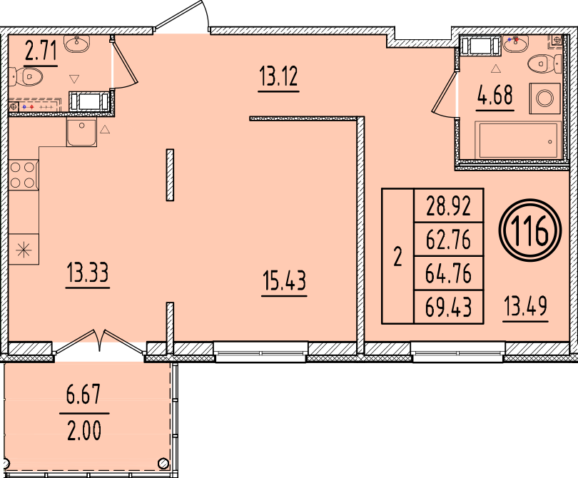 ОК 6.4. корпус 2 квартира 116