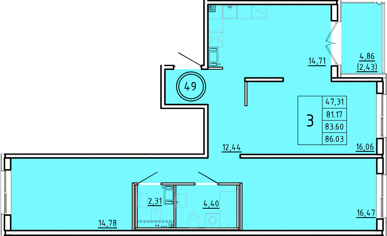 ОК 16 корпус 3 квартира 49