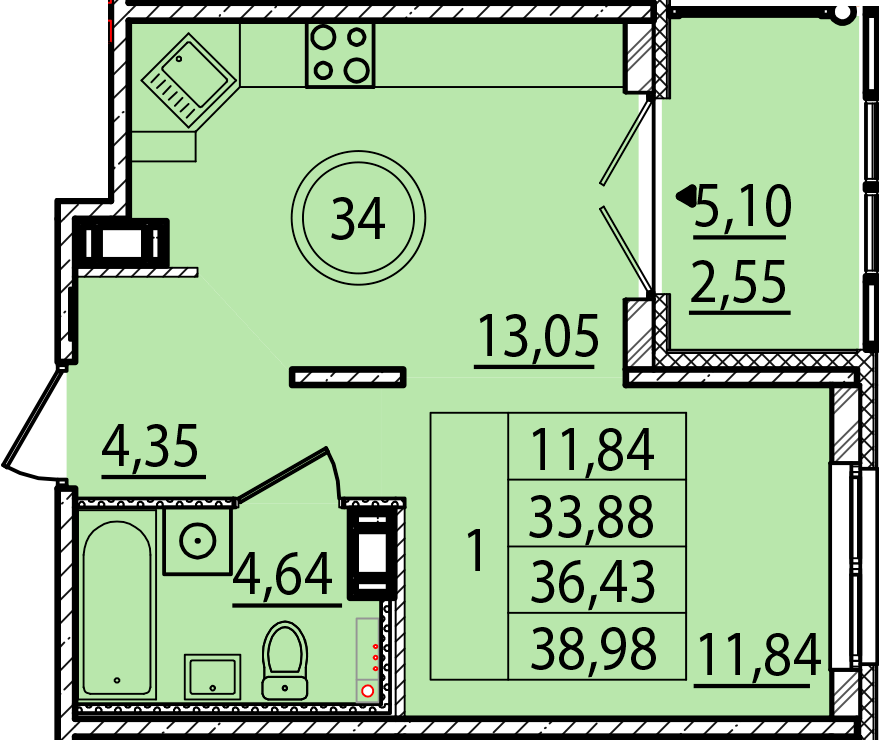 ОК 15 корпус 1 квартира 34