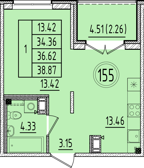 ОК 6.4. корпус 1 квартира 155