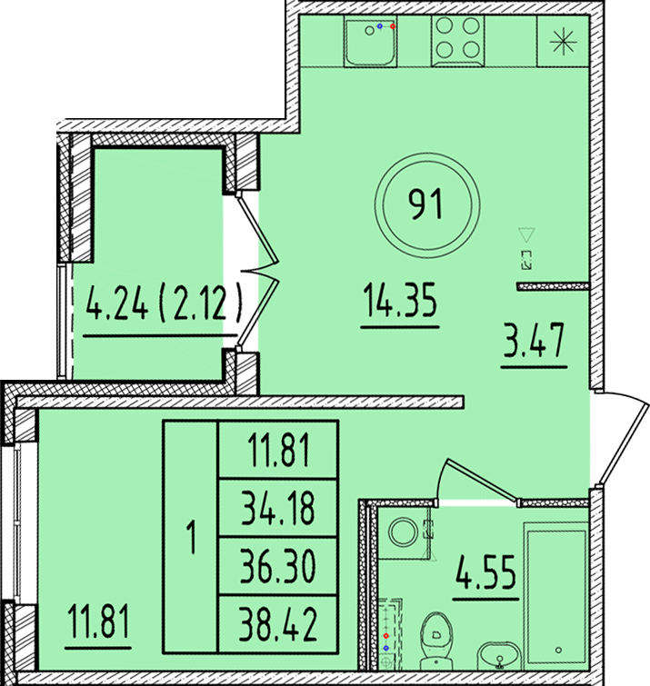 ОК 17 корпус 1 квартира 91