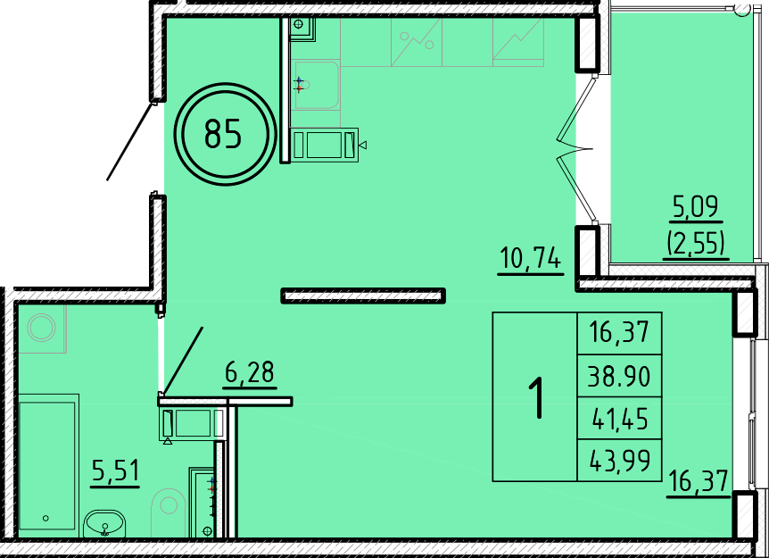 ОК 16 корпус 2 квартира 85